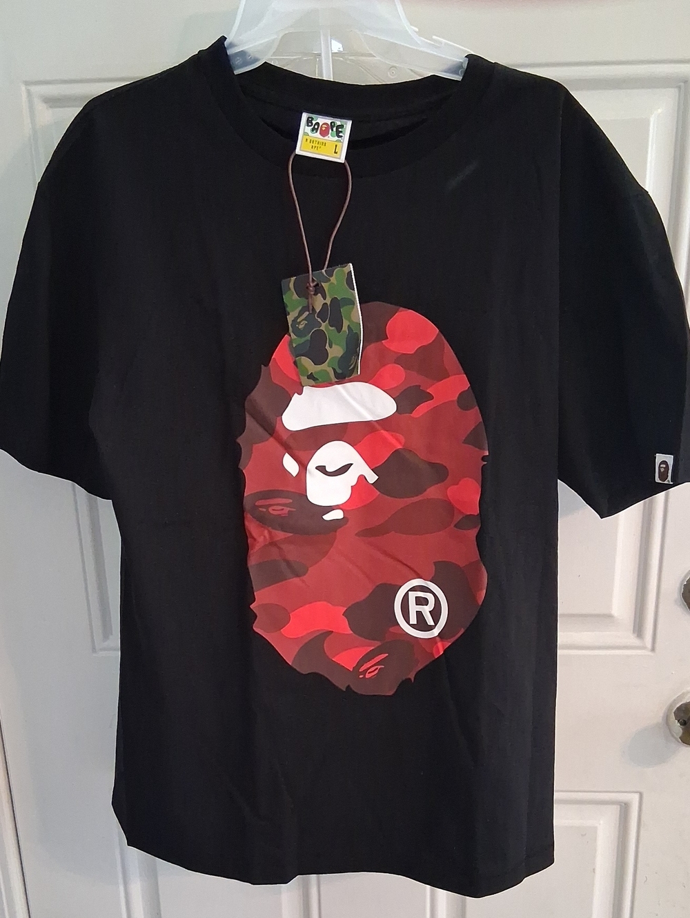 Mens Bape Short-Sleeve Tee In Black with Red Camo